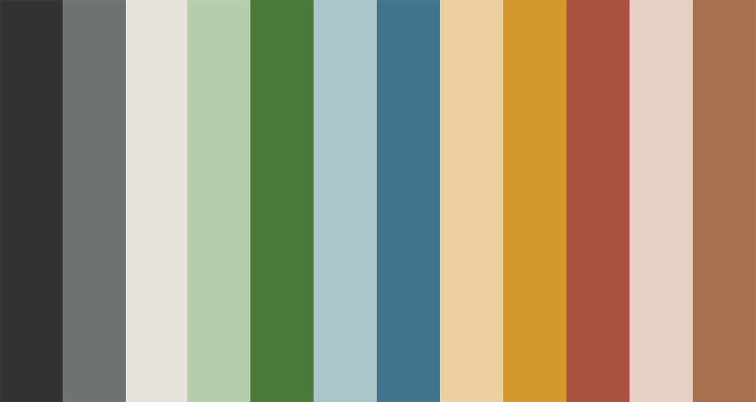 Color spectrum showing all of the brand colors next to one another.