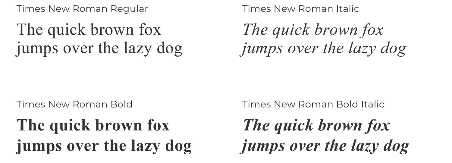 Times New Roman Font Sample